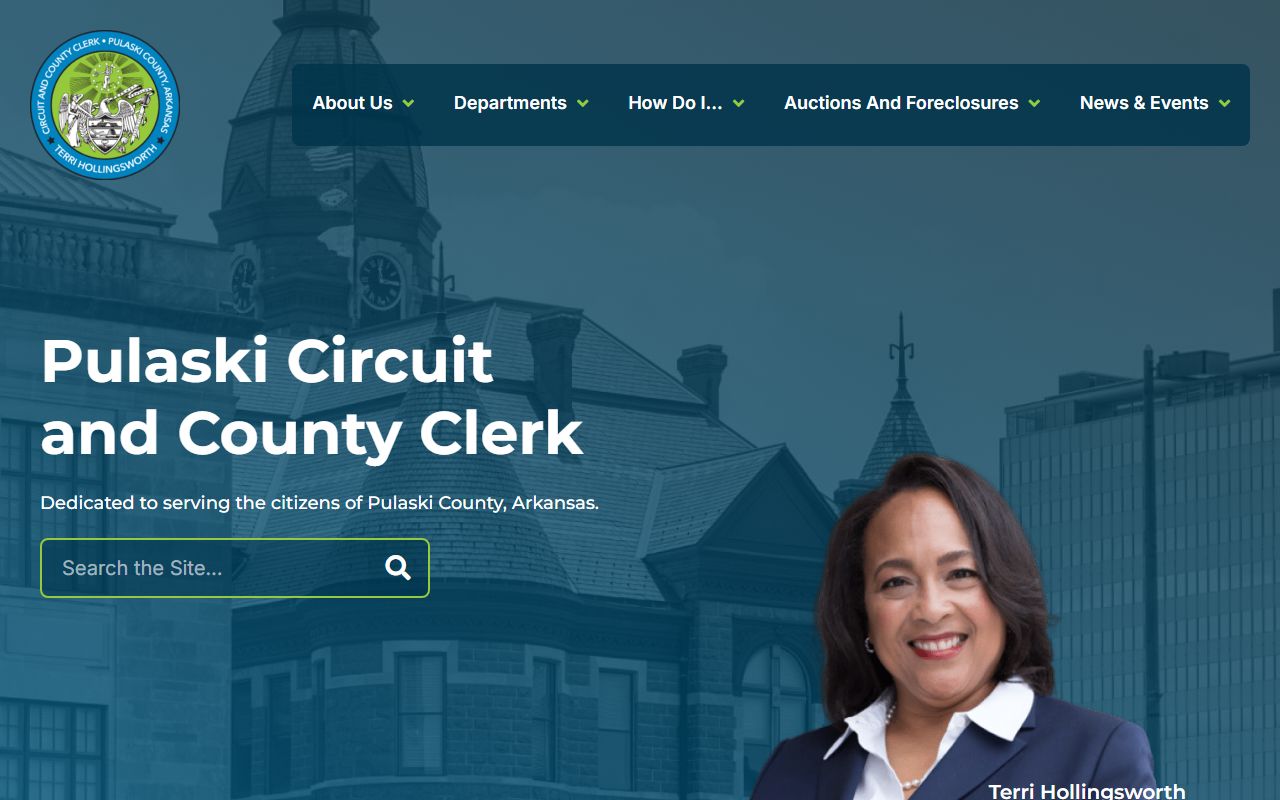 Official Pulaski County Circuit Clerk website showing divorce decree records access for Little Rock Arkansas