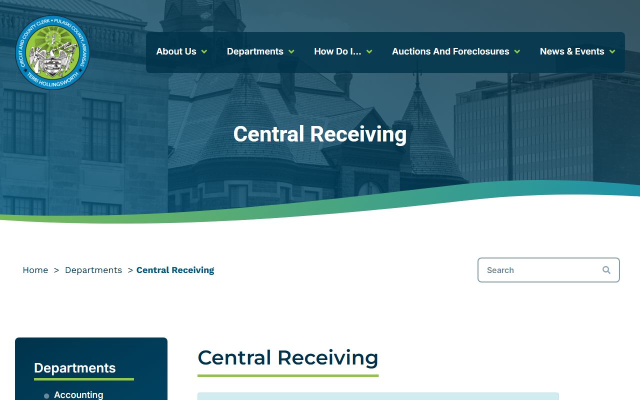Pulaski County Central Receiving department page for divorce case filings in Little Rock Arkansas