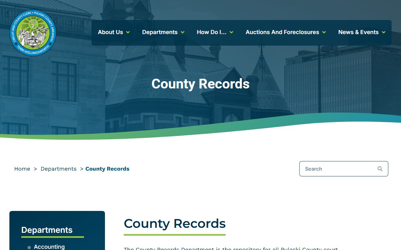 Pulaski County Records division showing certified copy fees and process for Little Rock divorce decrees