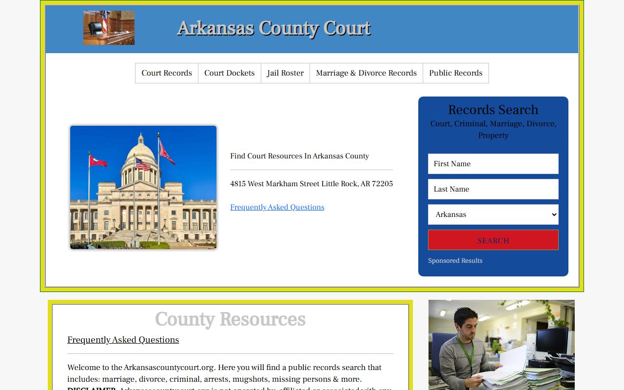 Arkansas County government - divorce decree and court records