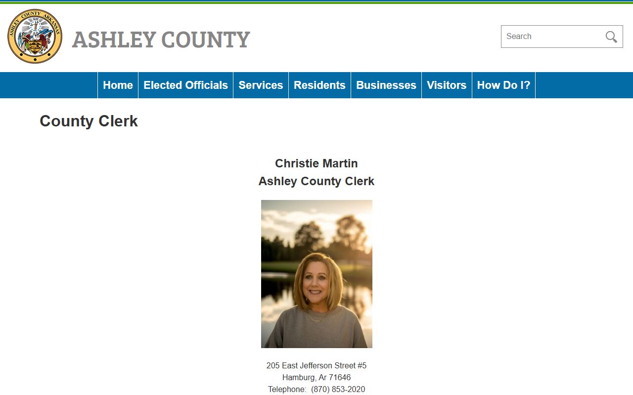 Ashley County clerk - marriage and divorce records offices