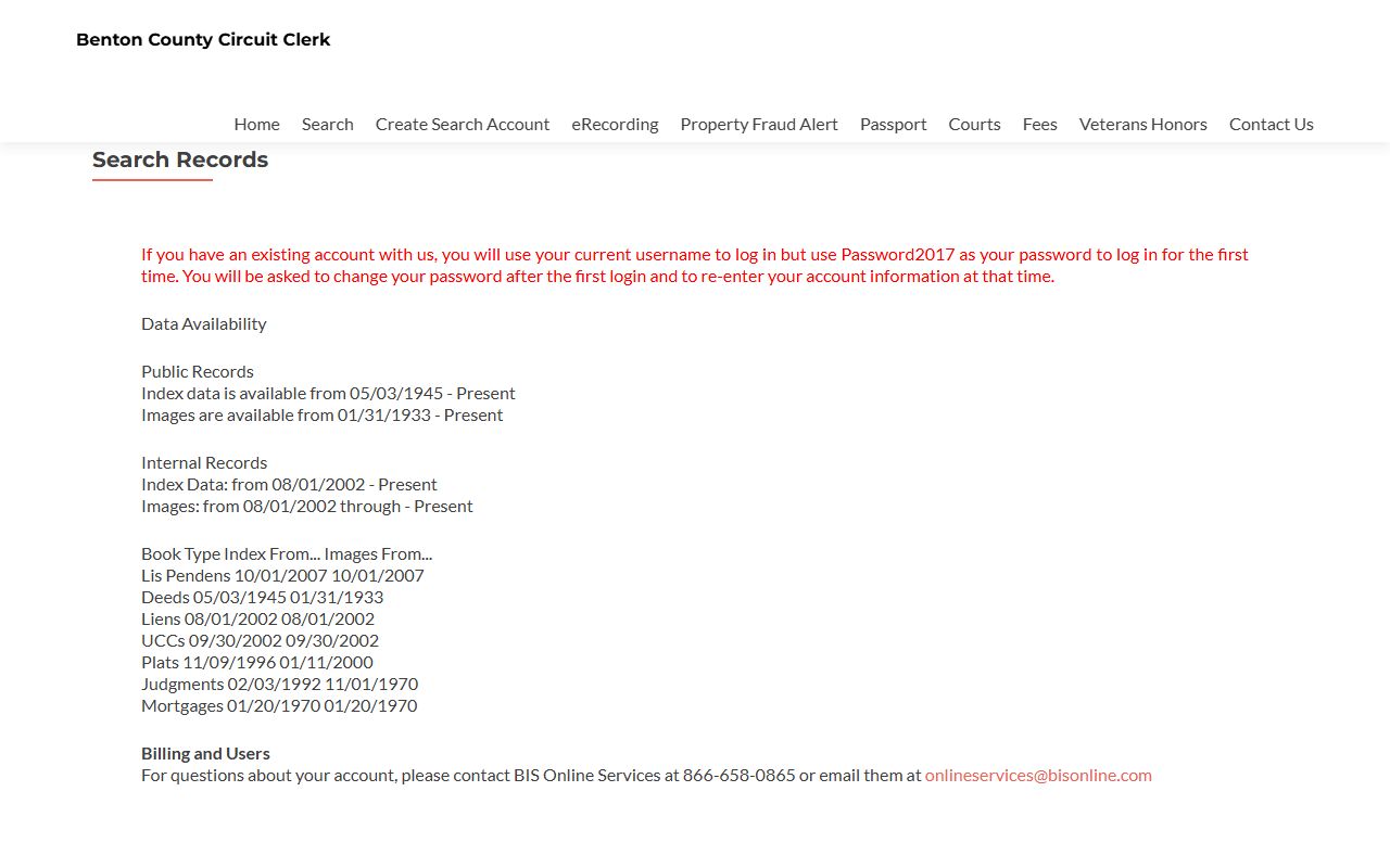 Benton County divorce decree records - circuit clerk search portal