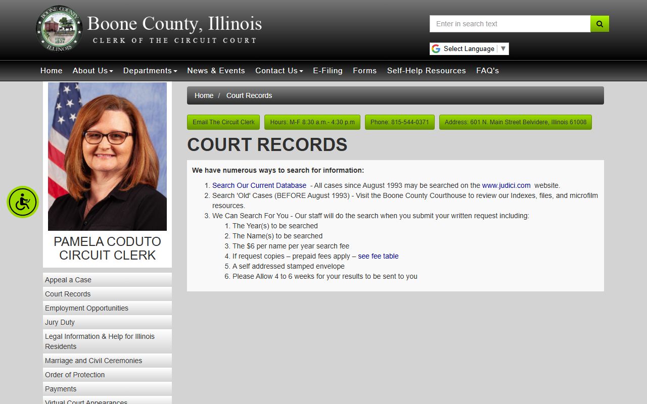Boone County circuit clerk court records - divorce decree search