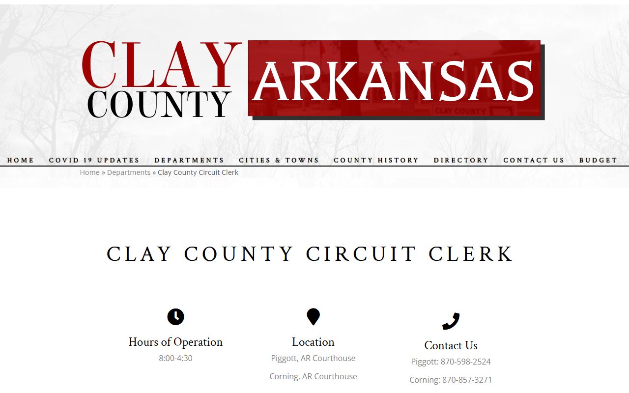 Clay County Circuit Clerk divorce decree records Piggott Corning Arkansas