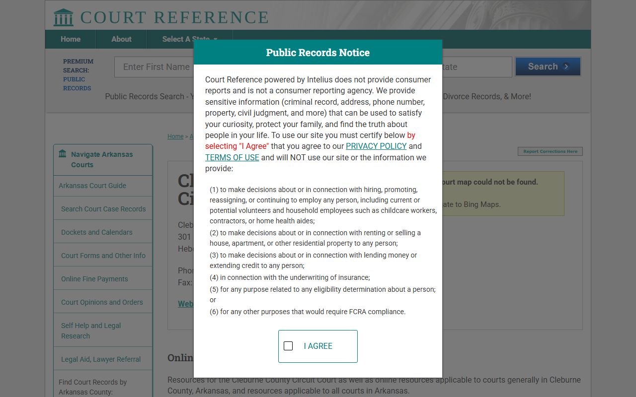 Cleburne County Circuit Court divorce decree records Heber Springs Arkansas