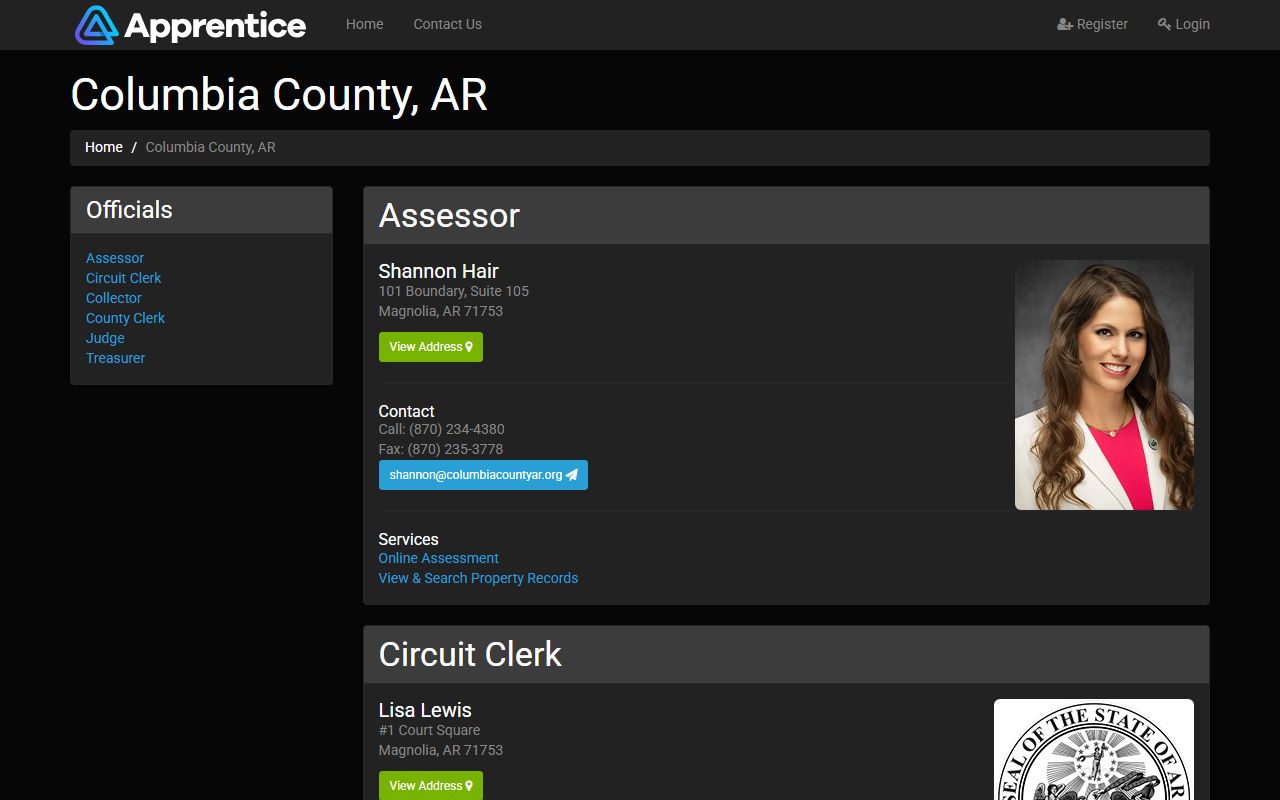 Columbia County Circuit Clerk Lisa Lewis divorce decree records Magnolia Arkansas