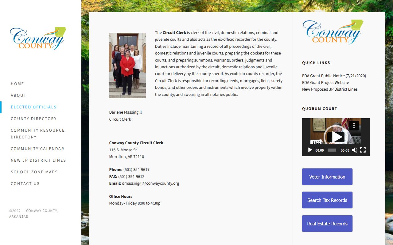 Conway County Circuit Clerk divorce decree records Morrilton Arkansas