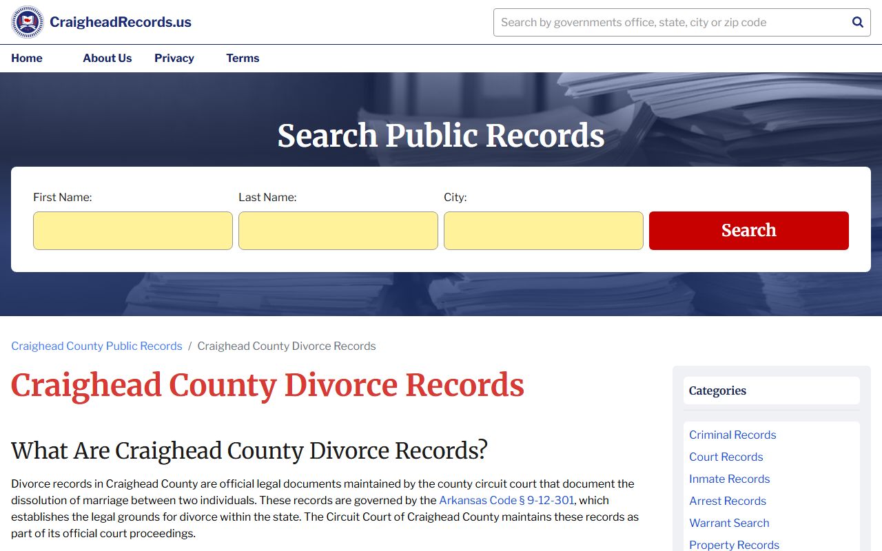 Craighead County divorce decree records portal Jonesboro Arkansas