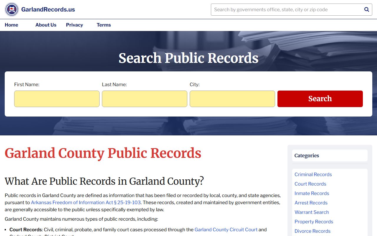 Garland Records Portal county court records