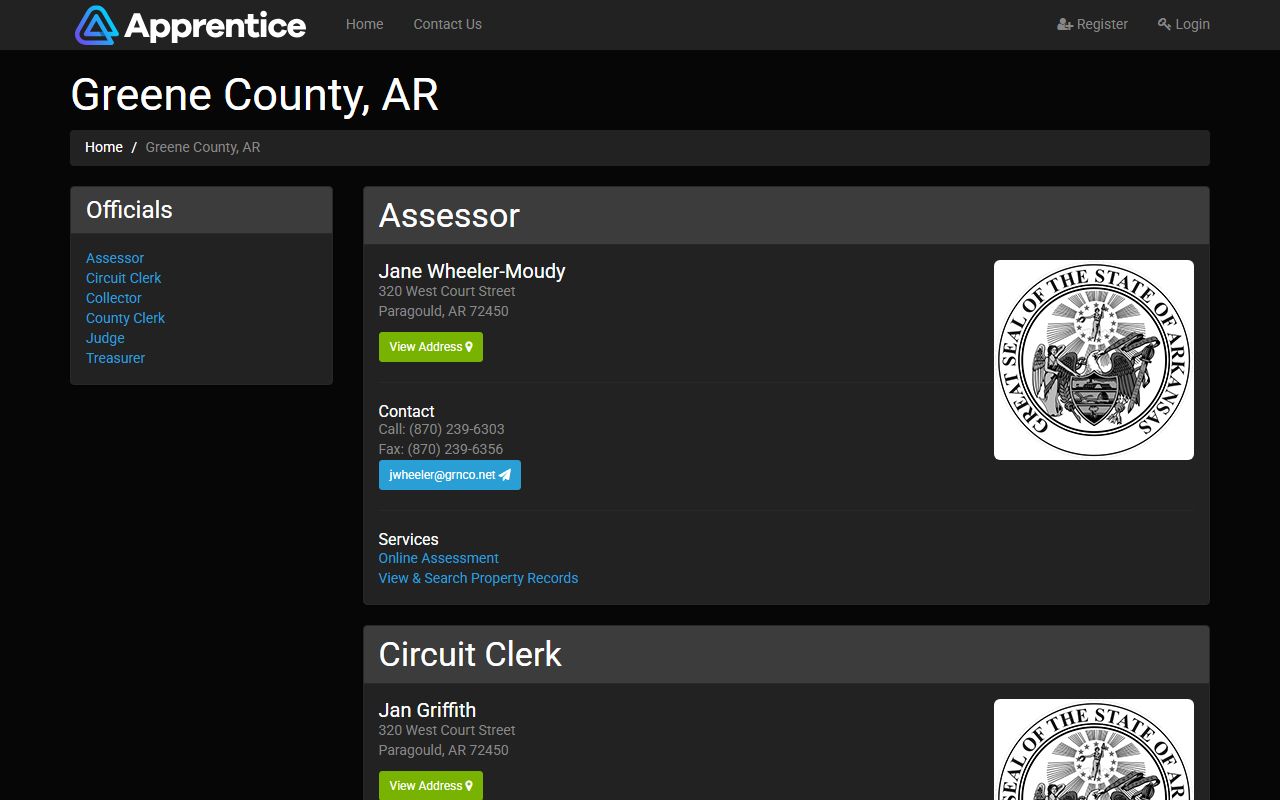 County Service Network Greene County records