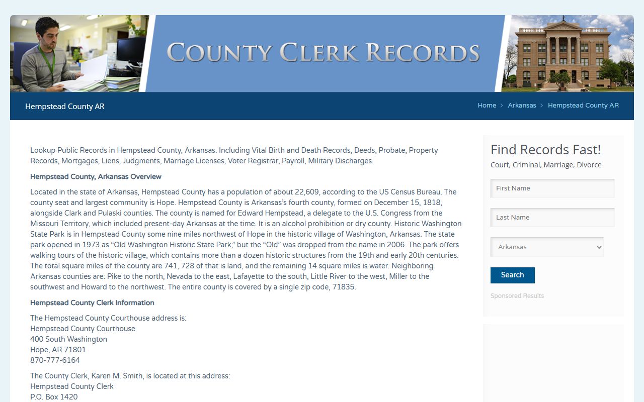 Hempstead County Arkansas official government records