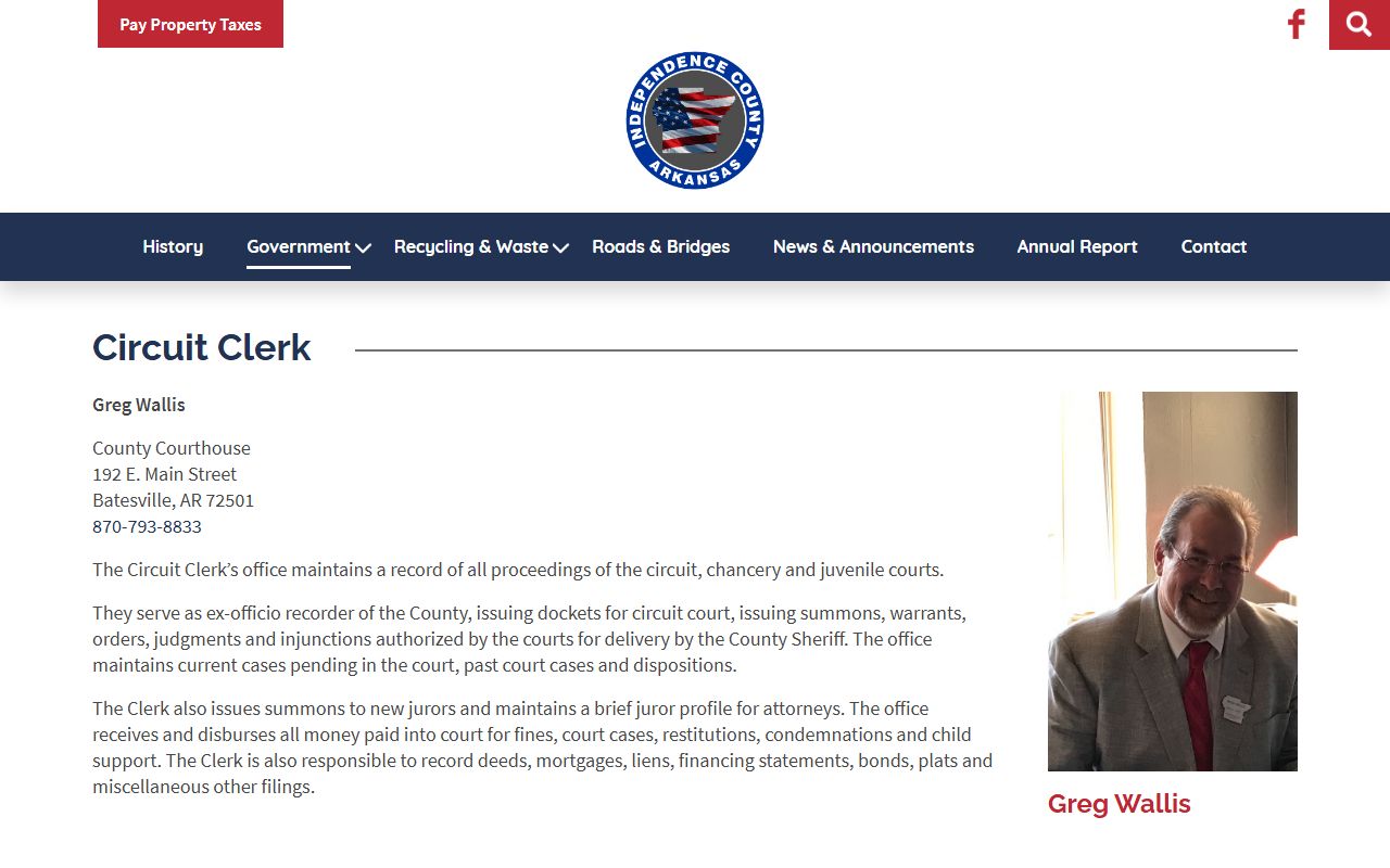 Independence County official website circuit clerk