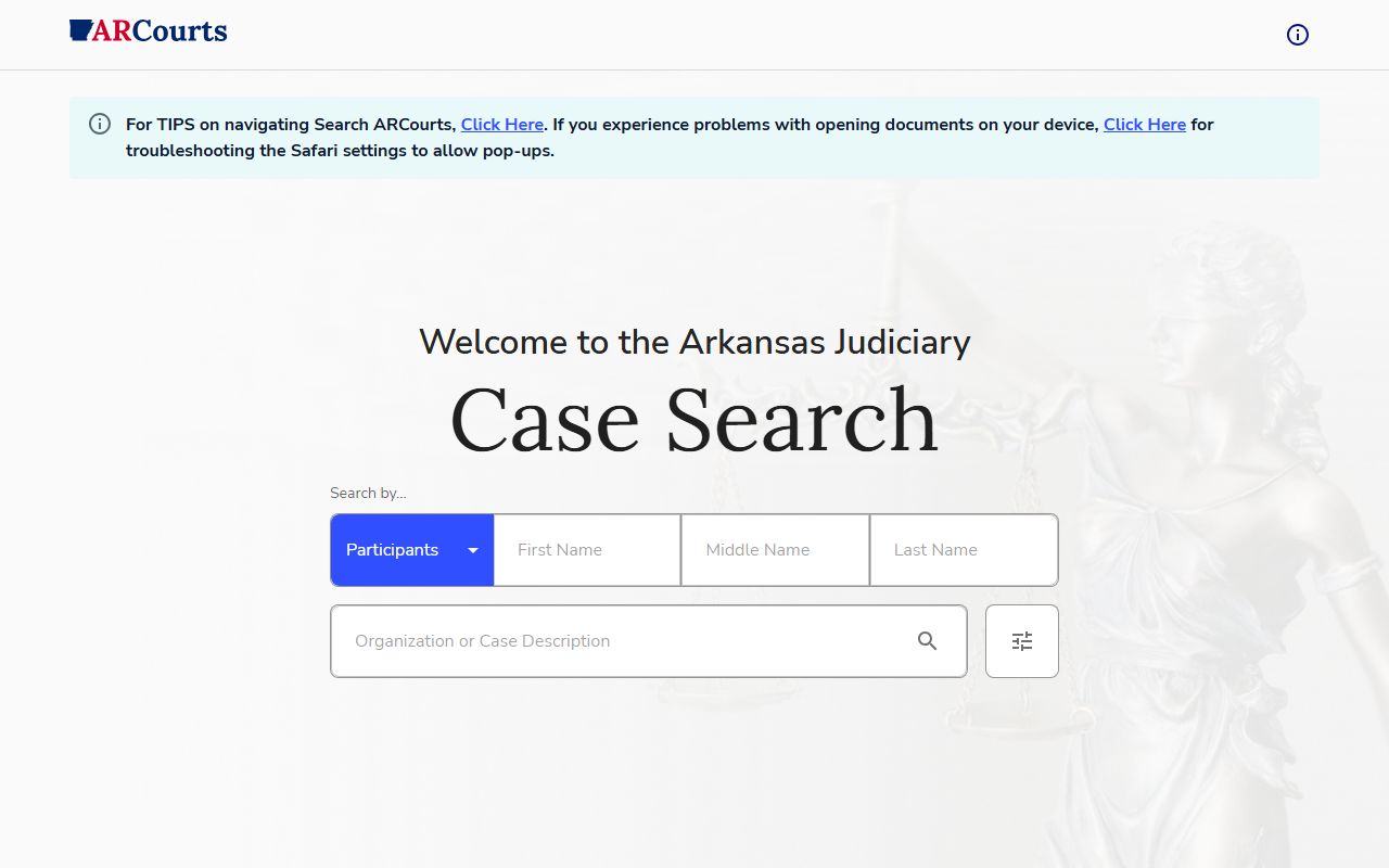 Arkansas CourtConnect statewide case search portal