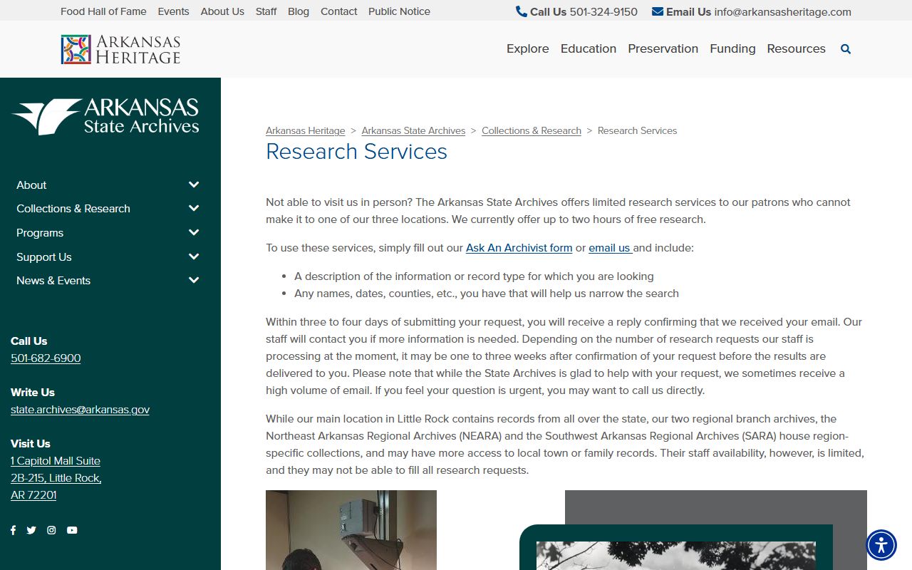 Arkansas State Archives research services for historical divorce records