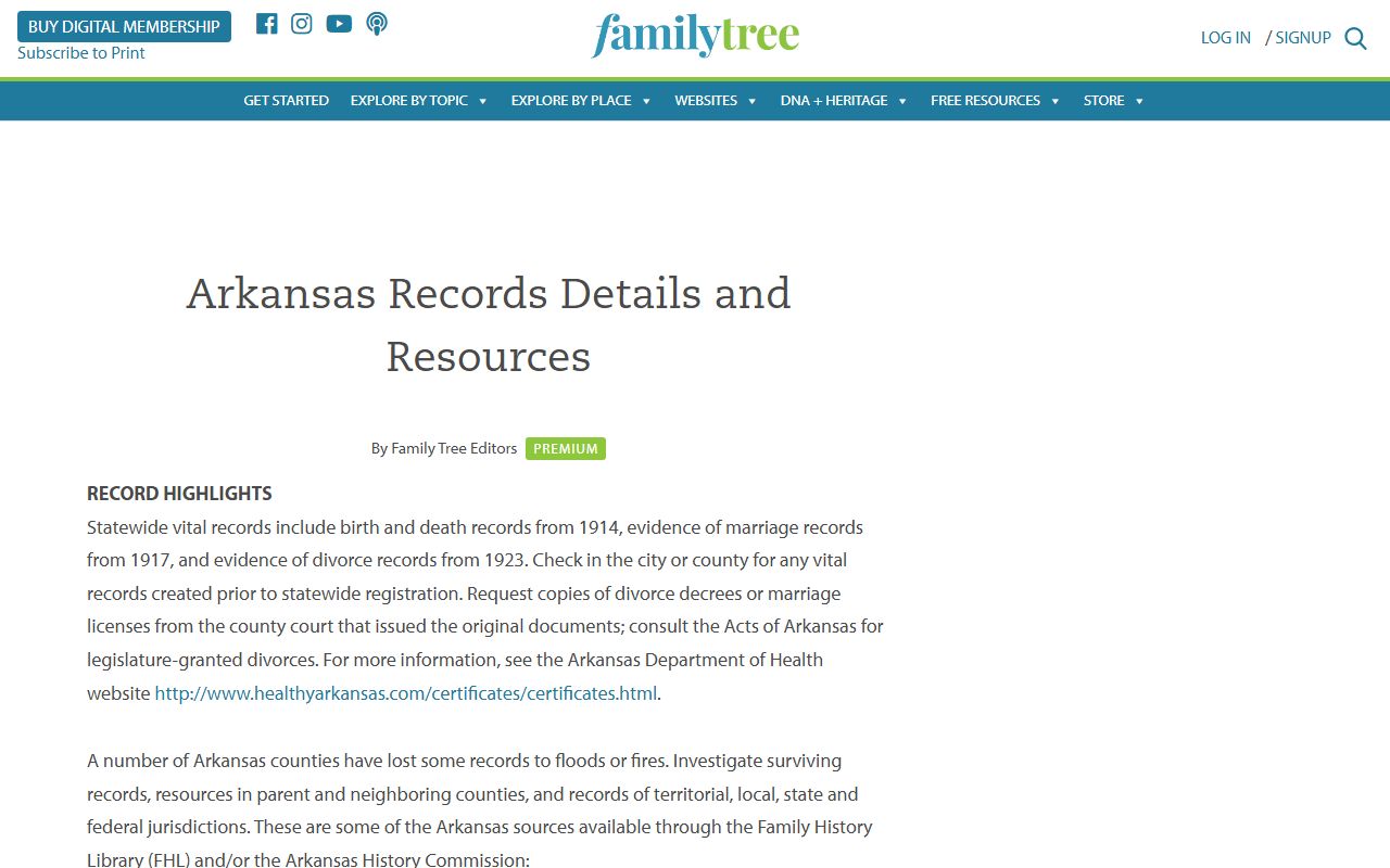 Arkansas divorce decree genealogy research resources